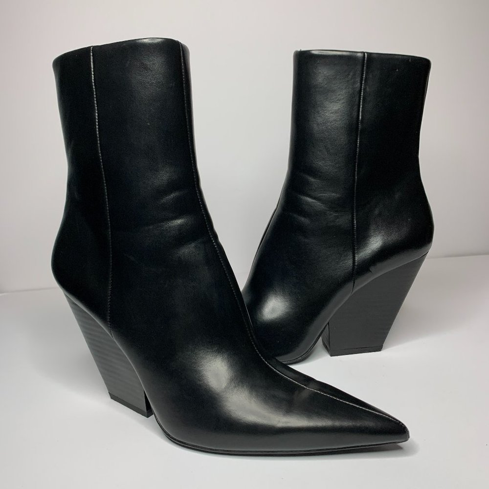 Zara Black Pointed Toe Heeled Ankle Boot